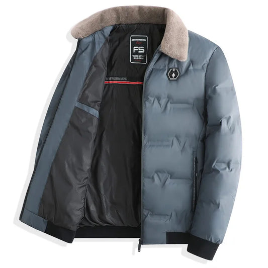 2023 Winter Coat Men's Thickened Cotton Jacket Velvet Collar Short Cotton Jacket with Windproof and Warm Design Parkas
