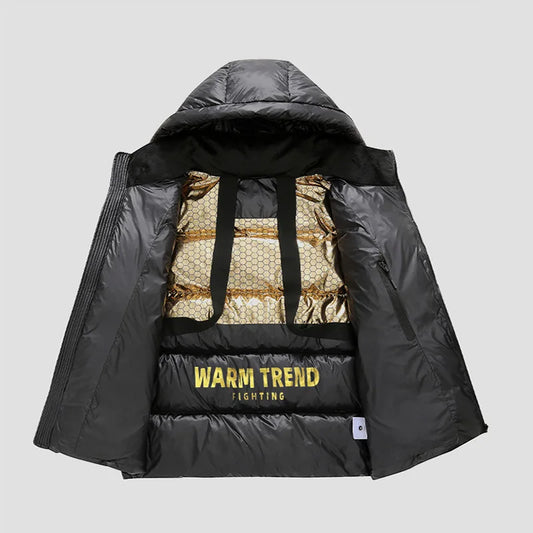 Winter Coat Men's Black Gold Down Padded Jacket Men's Thick Winter Coat Hooded Warm Short Padded Jacket Men's Fashion Men