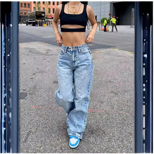 Fashionable Slim Fit Jeans For Women European American Export High Quality Cotton Twill Denim Trousers