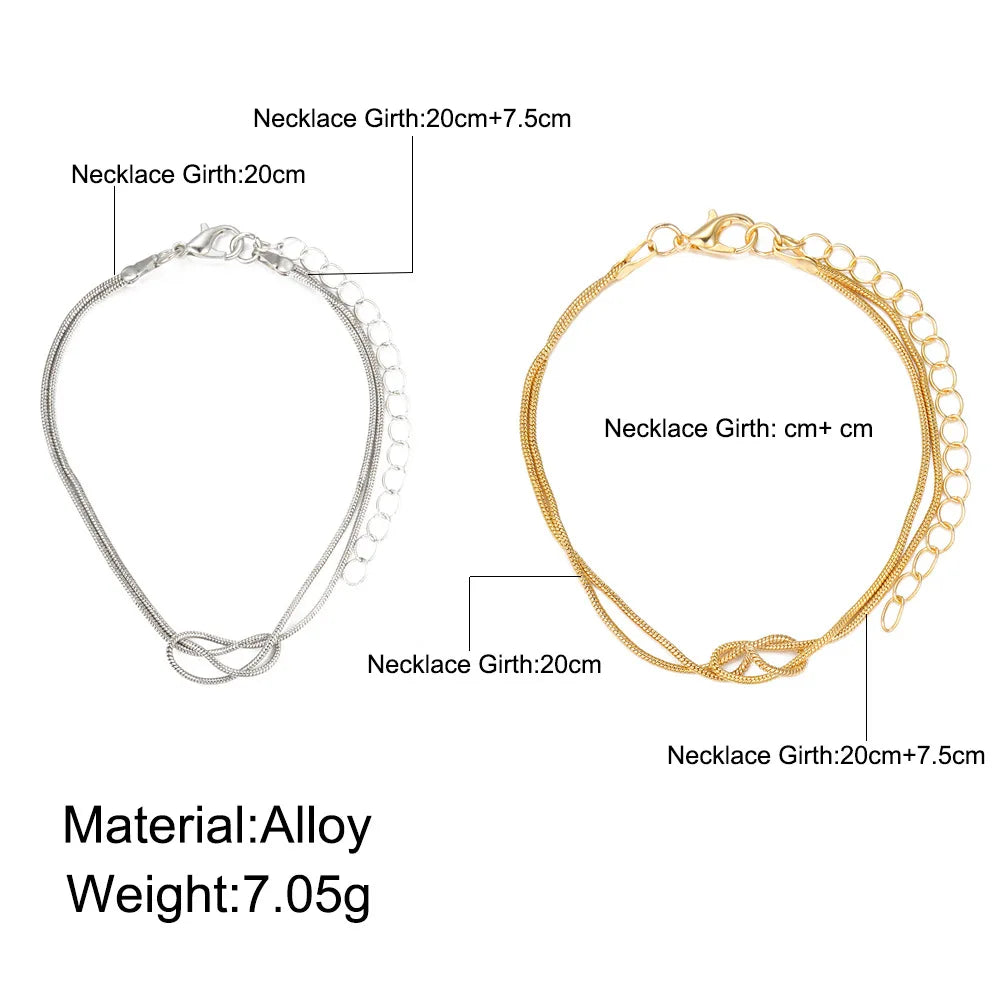 2PCS Simple Metal Love Knot Couple Bracelet Set for Unisex Women Men Fashion Best Friend Gift Bracelets Minimalist Arm Jewelry