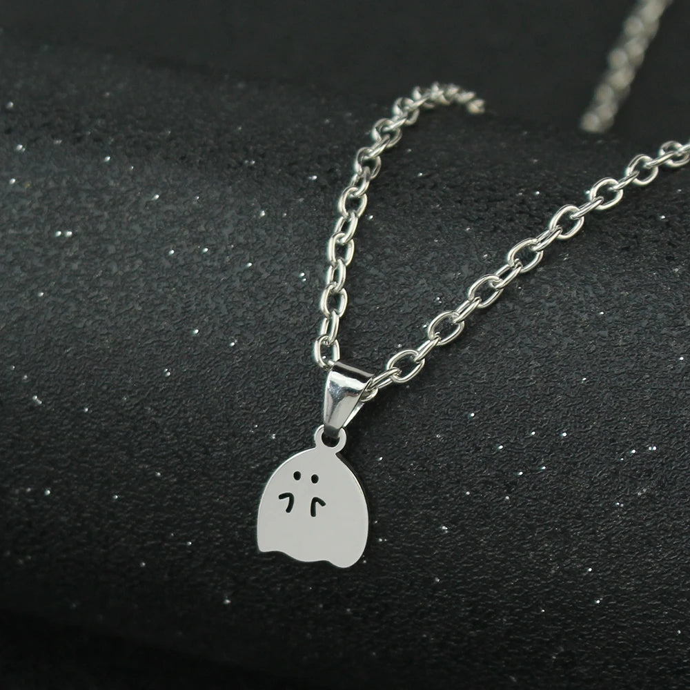 2pcs Cartoon Ghost Hug Necklace Friendship Couple Pendant Necklaces for Fashion Women Men Best Friend Cute Necklaces Jewelry Gif
