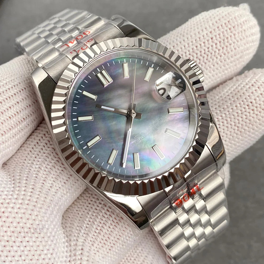 Tandorio 36mm 39mm NH35 Movement Black Mother of Pearl Dial Automatic Watch For Men Fix Bezel high-end Luxury Man Watch