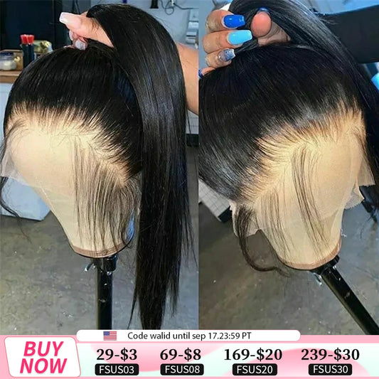 360 Full Lace Wig 13X4 Transparent Lace Front Human Hair Wigs For Women 30 36 Inch Brazilian Bone Straight 13x6 Lace Frontal Wig