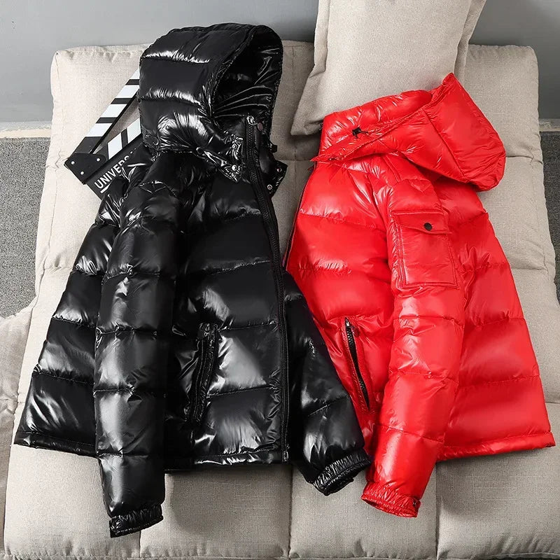 New Arrived Men Women Short Coat Down Jacket Parkas 2024 Winter Hooded Thickened Warm Outwear Cold-Proof Jacket Glossy Overcoat