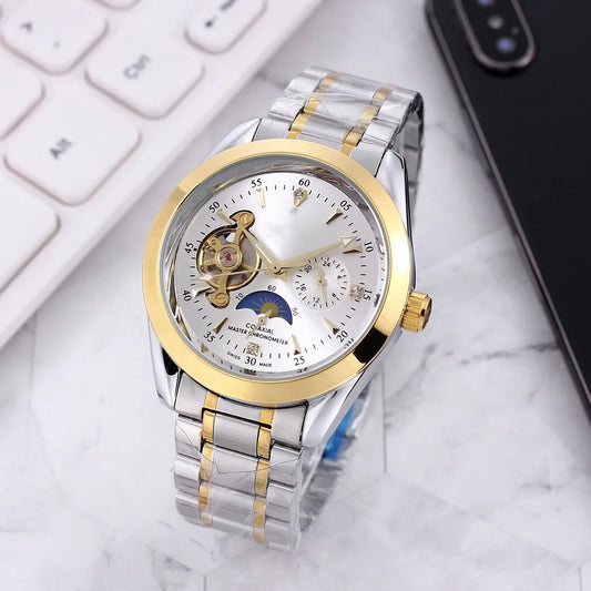 Automatic Mechanical Watch European Style Flying Wheel Timing Men's Wristwatch No Clasp Type Full Automatic Movement