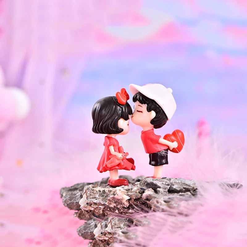 2pc Lover Figures Couple Miniature Desktop Home Decor People Boy Girl Model Princess Fairy Garden Figurines Valentine's Day Gift