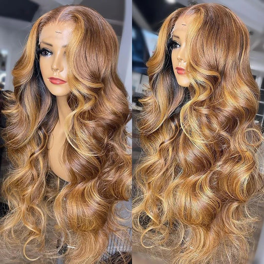 Ombre Highlight Wig Brazilian HD Lace Front Human Hair Wigs For Women 13x4 Honey Blonde Body Wave 13x6 Full Hd Lace Frontal Wigs