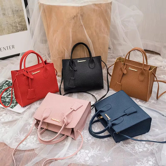 Crossbody Bag Women Handbag Lychee Pattern Faux Leather Golden Letter Charm Rectangle Mobile Phone Shoulder Bag Purse Tote Bag