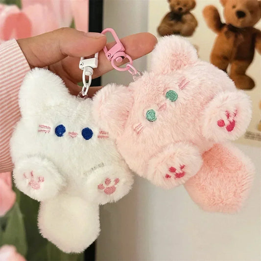 Cute Plush Cat Doll Pendant Key Chain for Girls Backpack Stuffed Keychain Soft Toy Couple Bag Kawaii Keychain Decorative Gifts