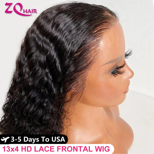 Curly Wigs Pre Plucked 13X4 HD Lace Front Human Hair Wig For Women Brazilian Deep Wave 100% Human Hair Wig HD Lace Frontal Wigs