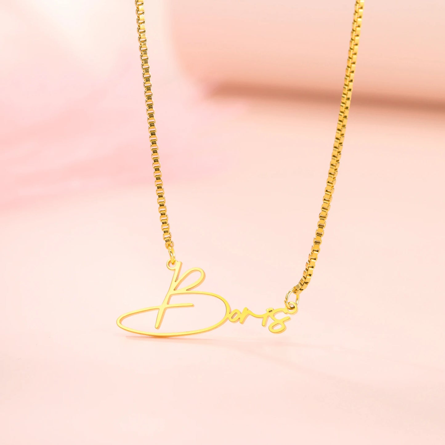 Personalized Arabic Name Necklace for Women Men Custom Arabic Stainless Steel Pendant Jewelry Customized Necklace Box Chain Gift