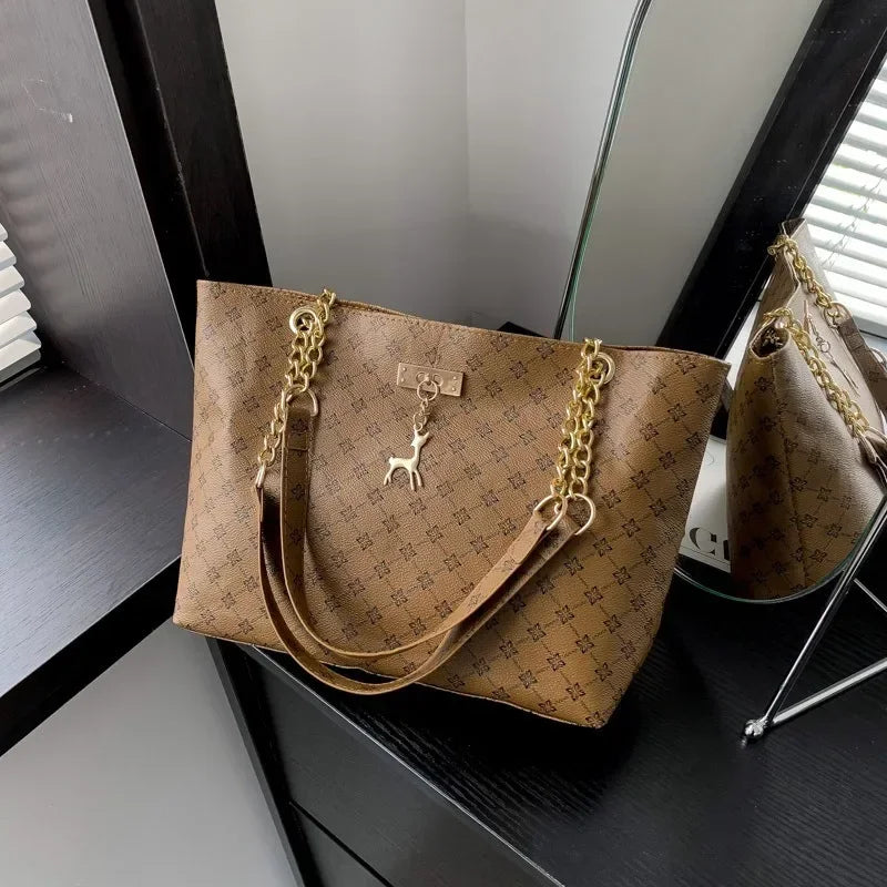 2024 Autumn and Winter New Presbyopic Handbag Shoulder Large Capacity Tote Bag Women's Bag