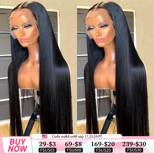 30Inch Lace Front Wig Brazilian Bone Straight Human Hair Wig Transparent 13X4 13X6 Lace Frontal Wig 360 Full Lace Wigs For Women