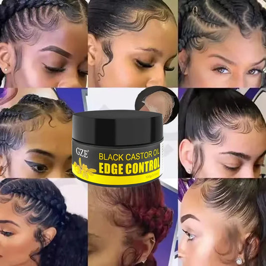 GZE African Black Castor Extra Hold Braid,Contains Black Castor Oil & Coconut Oil Edge Control, Hair Wax Gel for Women