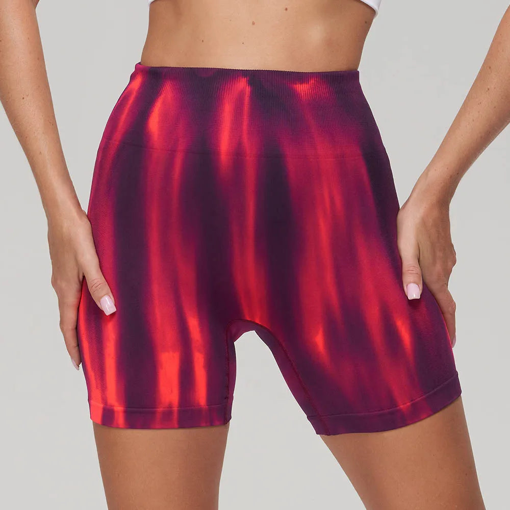 Seamless Push Up Scrunch Sport Shorts For Women High Waist Tummy Control Biker Gym Fitness Gradient Aurora Yoga Tights Butt Lift