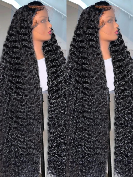 40 46Inch Curly Wigs For Women Loose Deep Wave Frontal Wig Full 13x4 13x6 HD Lace Frontal Human Hair Wig Water Wave 250% CEXXY