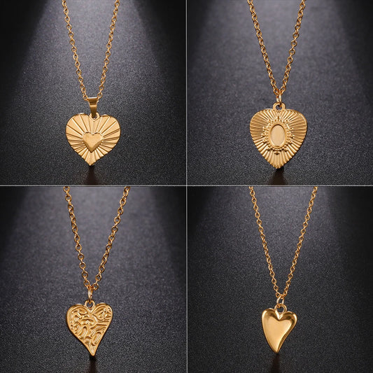 Amaxer Love Shine Necklace Heart Shape Stainless Steel Charm Choker For Women Couple Wedding Valentine's Day Jewelry Gift